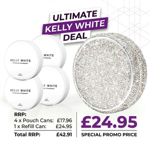 Bundle deal showing 4 tubs of Kelly White Sparkling Strawberry and a Sparkling Kelly Refillable Can with text and prices.