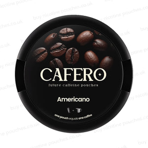 Black circular container with CAFERO Americano coffee bean branding on a white background.