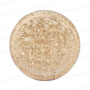 Product photo of a gold nicotine pouch tub covered in rhinestones.