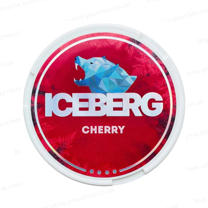 Nicotine pouch tub with Iceberg Cherry branding