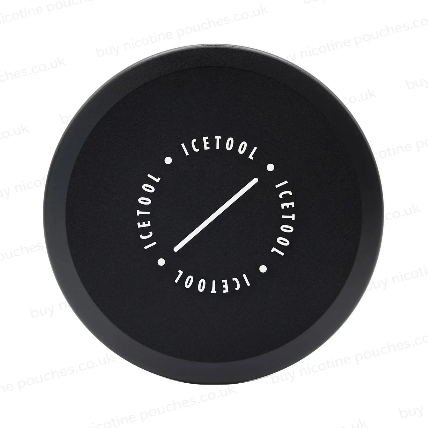Black circular container with white Icetool branding on a white background.