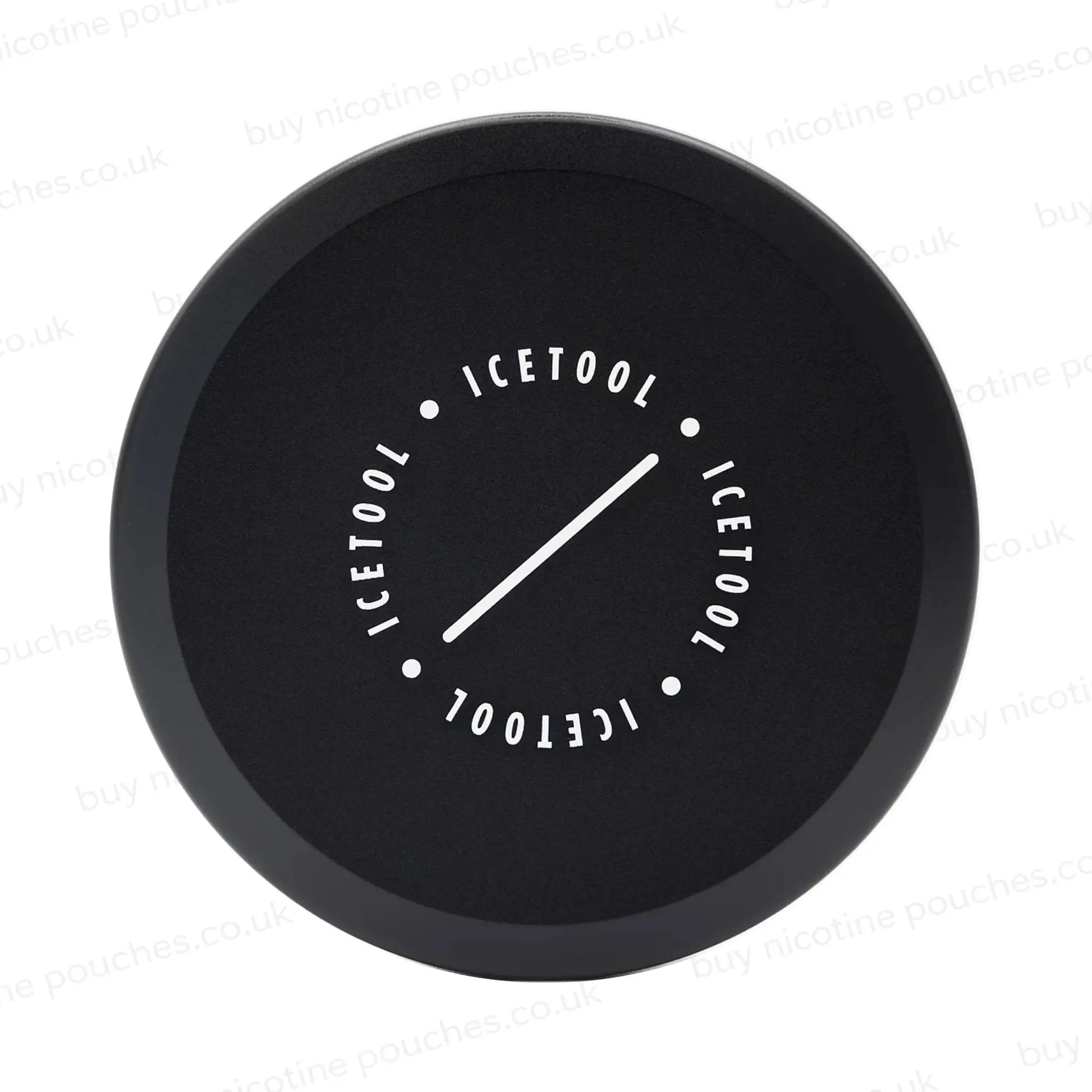 Black circular container with white Icetool branding on a white background.