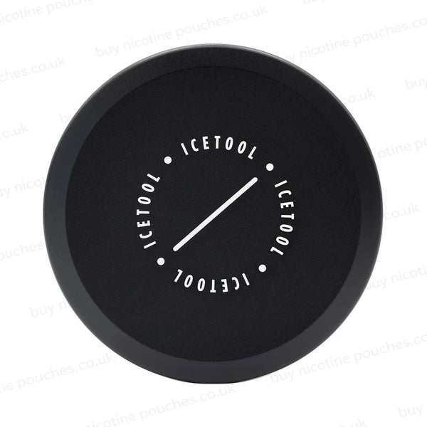 Black circular container with white Icetool branding on a white background.