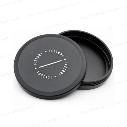 Open black circular container with white Icetool branding on a white background.