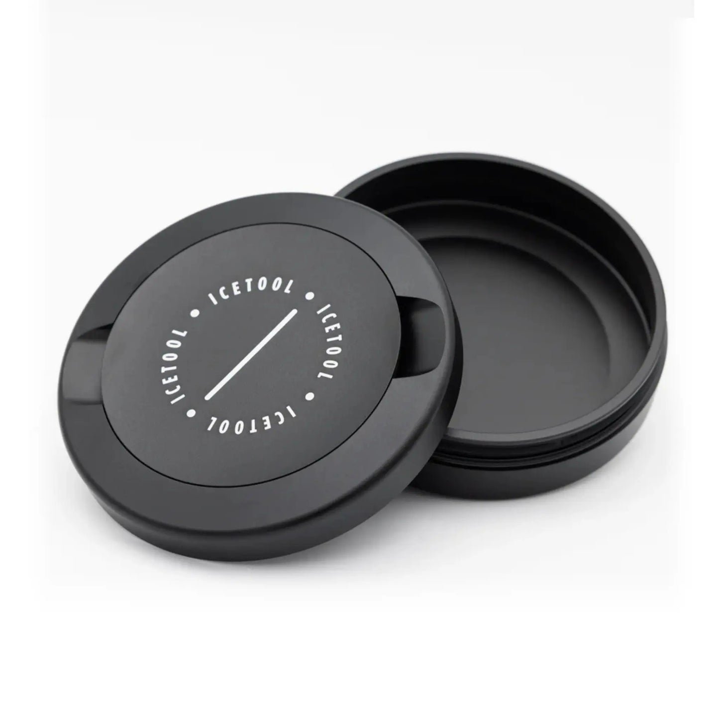 Black circular container with Icetool branding.