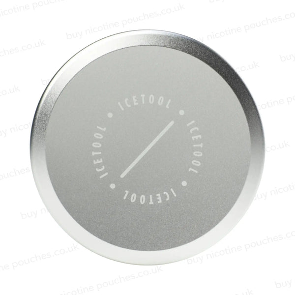 Silver aluminium refillable pouch can with Icetool branding.