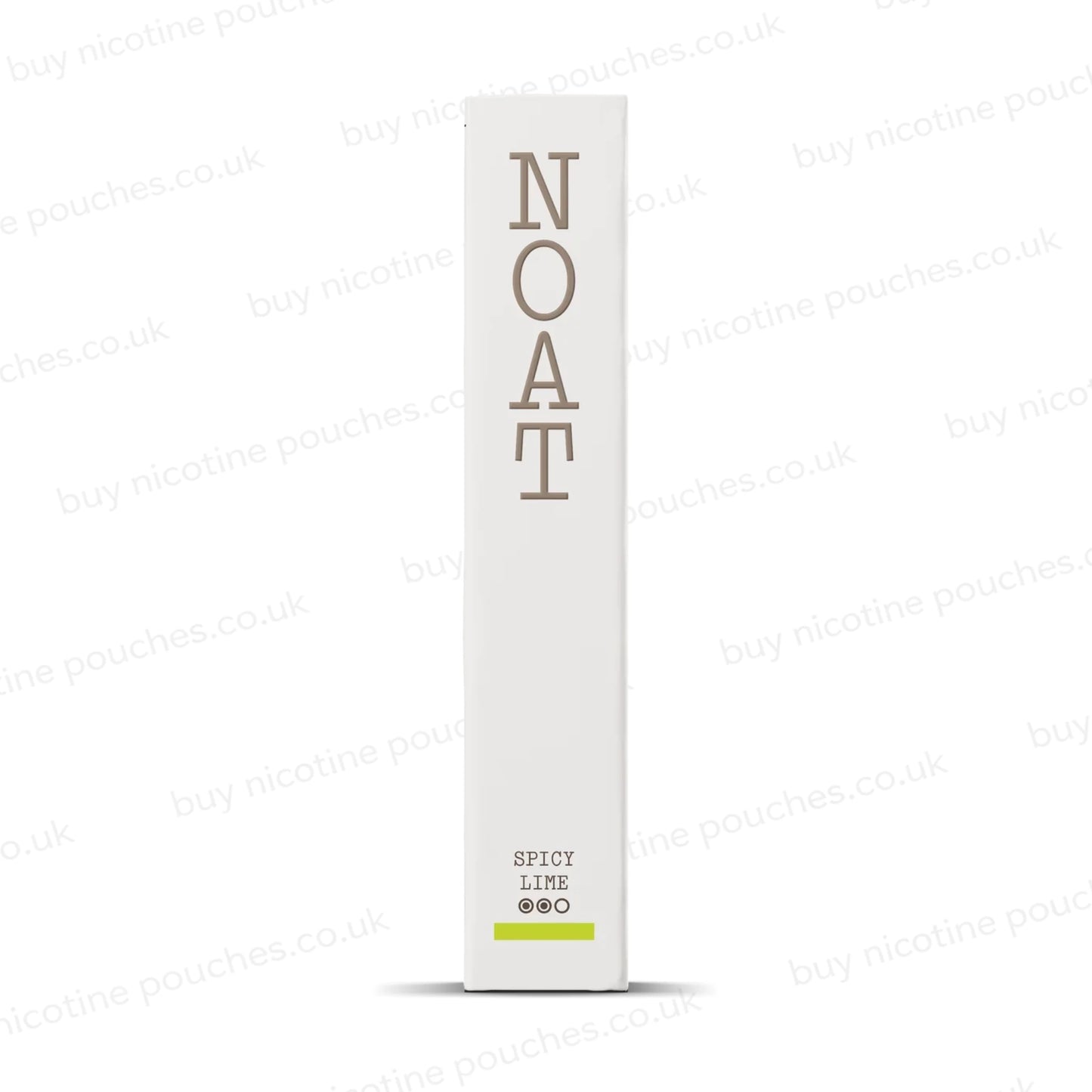 White product box with 'NOAT Spicy Lime' branding on a white background