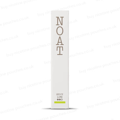 White product box with 'NOAT Spicy Lime' branding on a white background