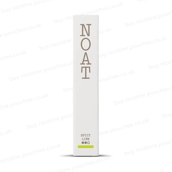 White product box with 'NOAT Spicy Lime' branding on a white background